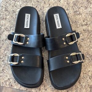 Steve Madden Black Slide Sandals